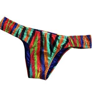 NWOT multi color Brazilian Designer Cheeky bikini bottom Sac’s 5th size Small